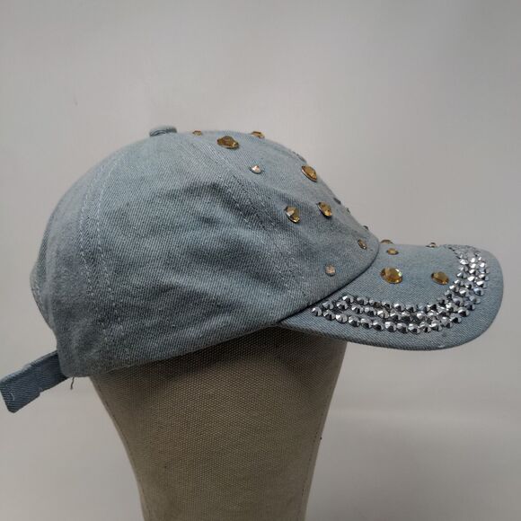 Capri Corn Women's Slideback Hat Blue Adjustable Rhinestones Shiny Accents - Picture 6 of 11
